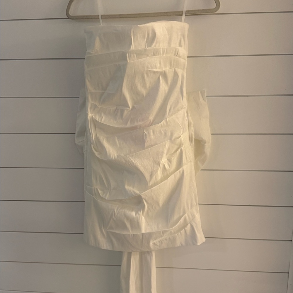 Betsey Johnson White Strapless Ruched Mini Dress